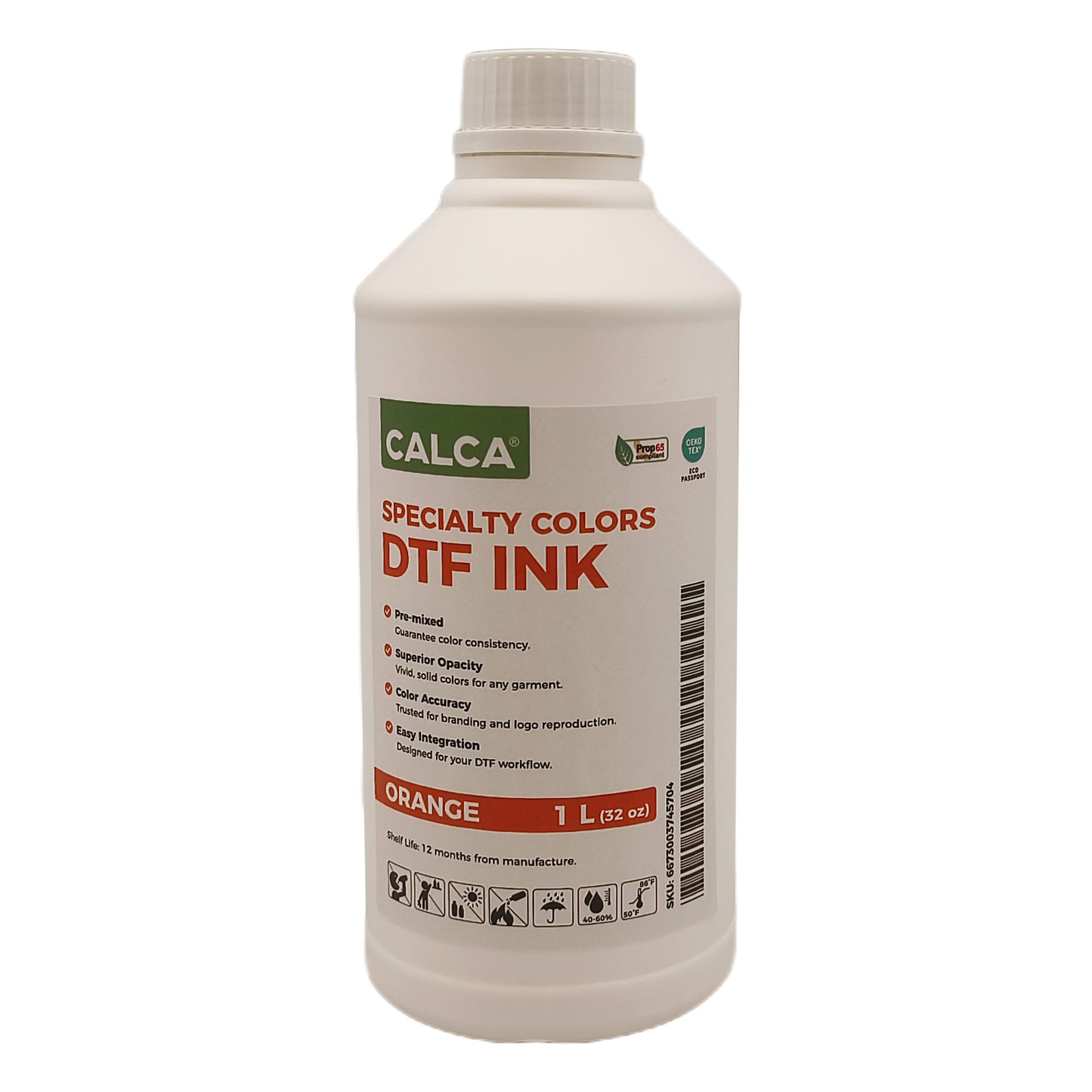 CALCA RGBOV Direct to Transfer Film Ink for Epson Printheads. 32 oz, Bottle of 1L, Water-based DTF Inks
