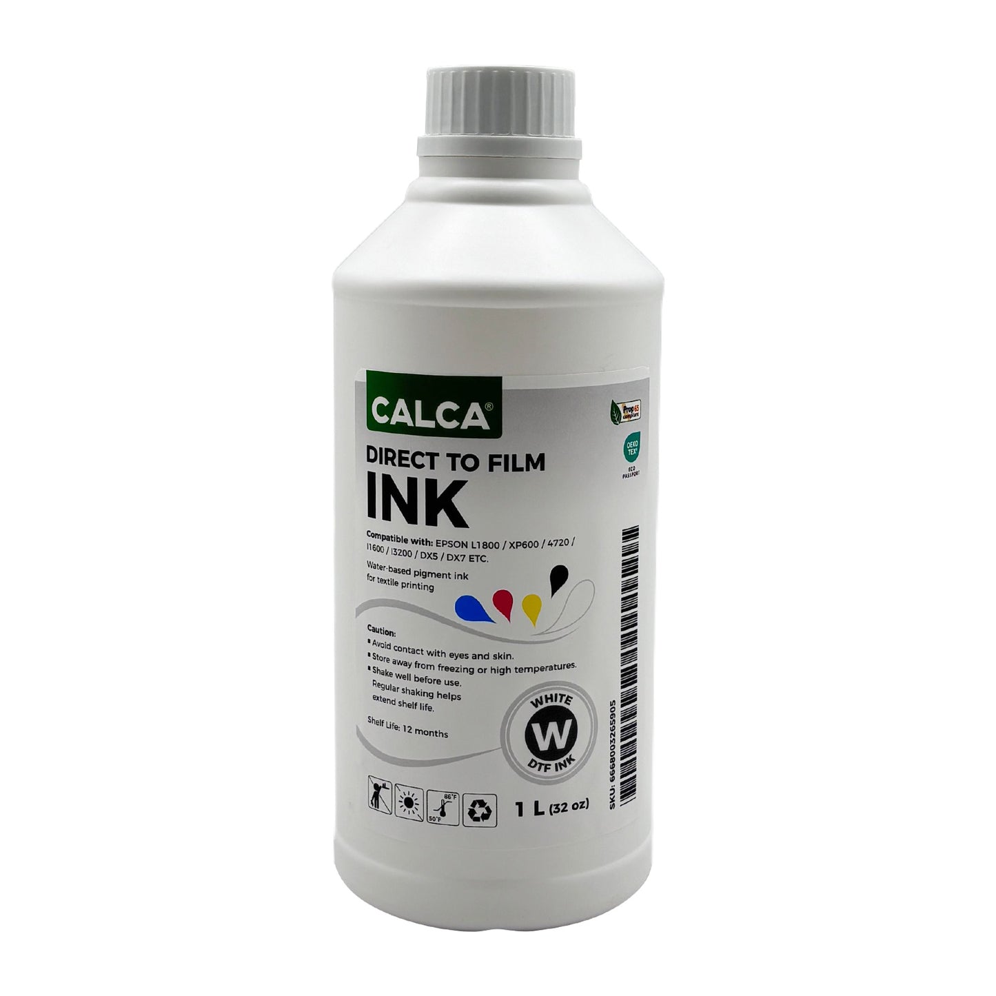 CALCA PRO Direct to Transfer Film Ink for Epson Printheads. 32 oz, Bottle of 1L, Water-based DTF Inks