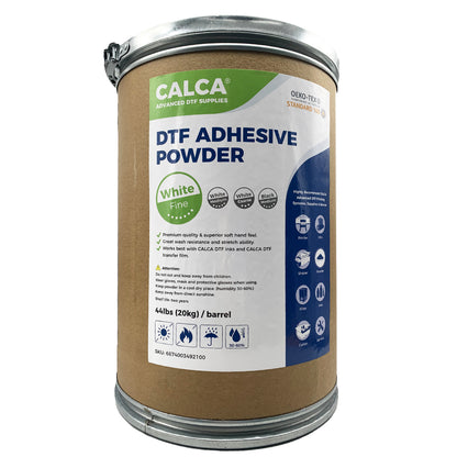 CALCA MF1 Direct to Film TPU DTF Powder, Digital Transfer Hot Melt Adhesive Powder (44lbs , 20kg/Barrel, Fine, White)