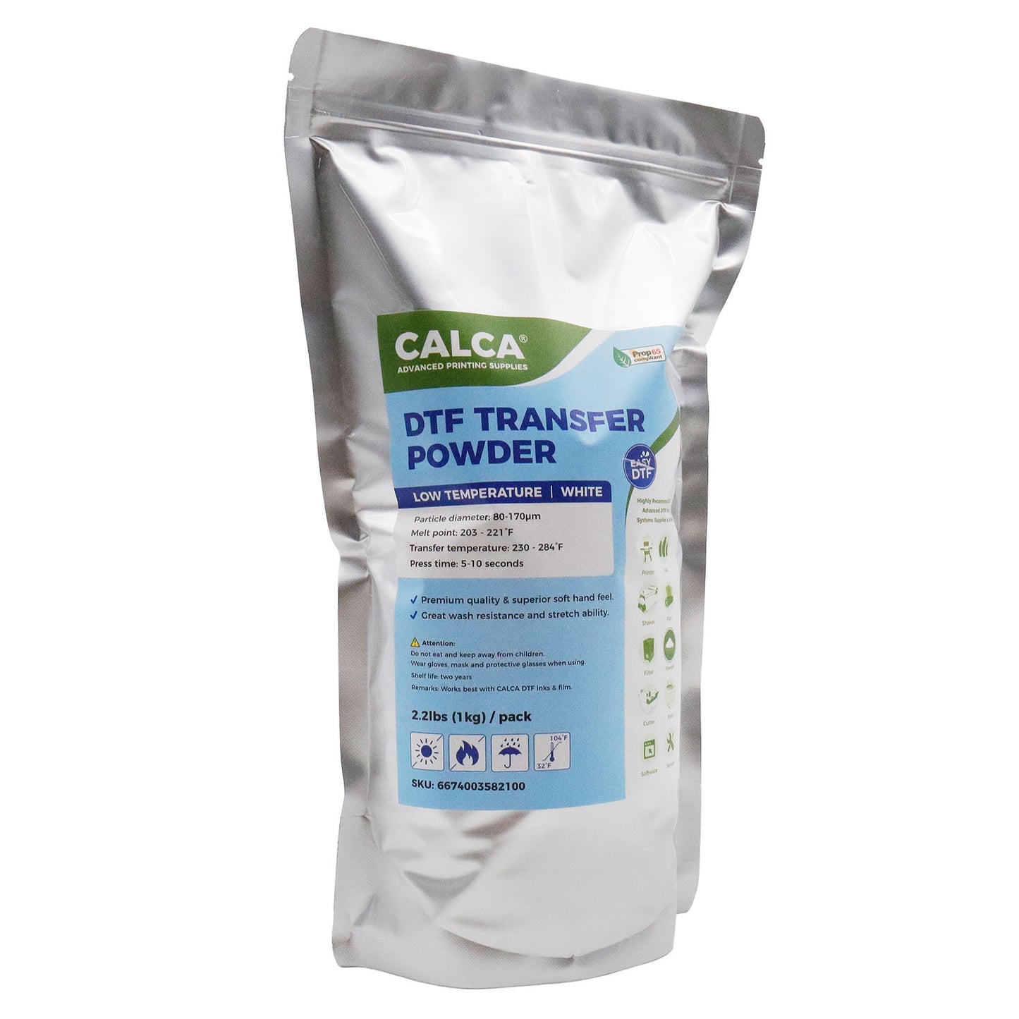 CALCA L6 TPU DTF Transfer Powder(2.2lbs Pack, 1kg, Fine,Low Temperature, White)