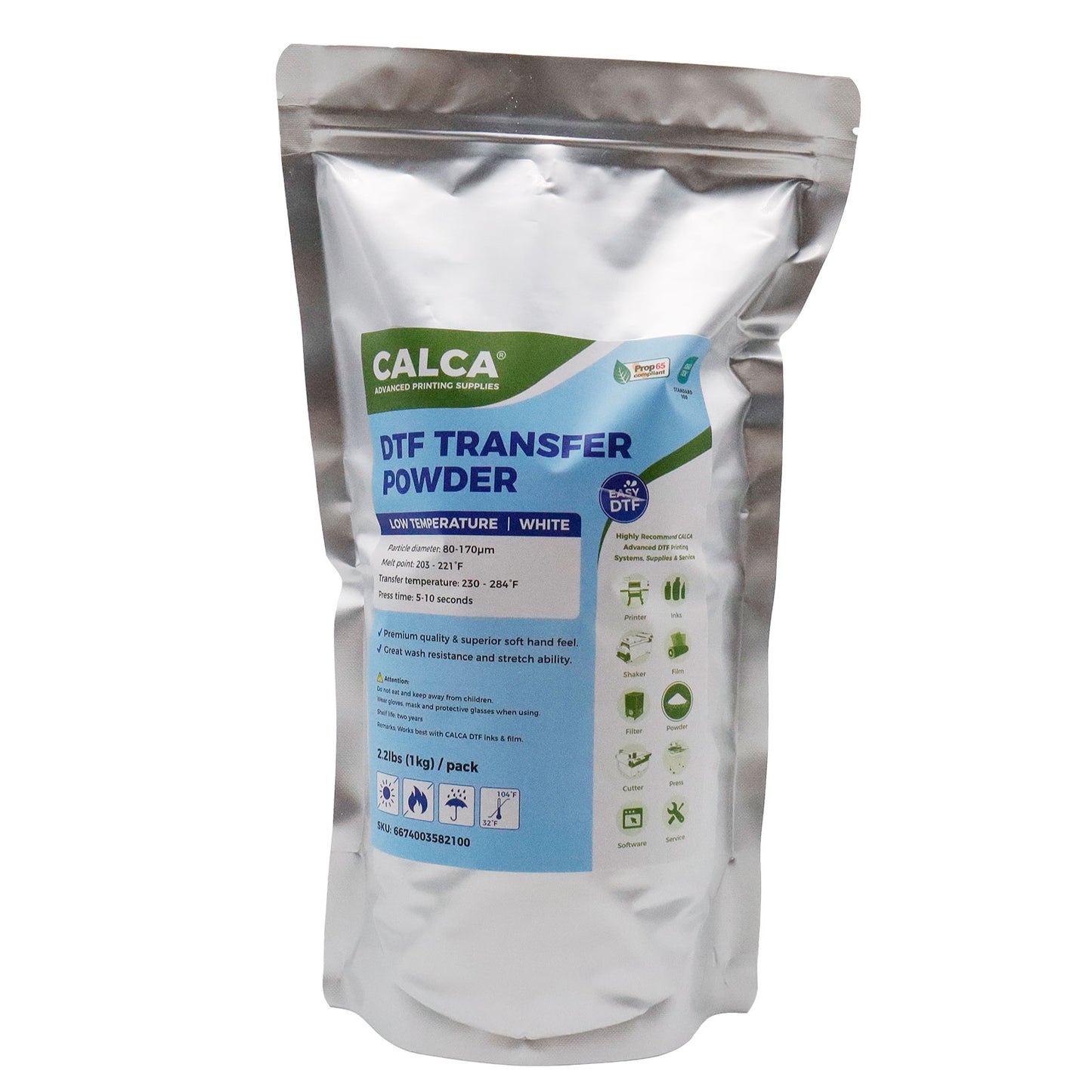 CALCA L6 TPU DTF Transfer Powder(2.2lbs Pack, 1kg, Fine,Low Temperature, White)