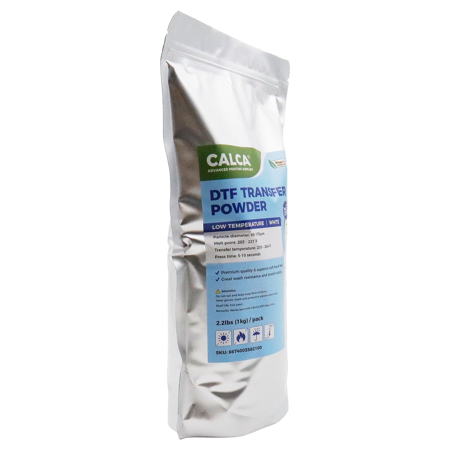 CALCA L6 TPU DTF Transfer Powder(2.2lbs Pack, 1kg, Fine,Low Temperature, White)