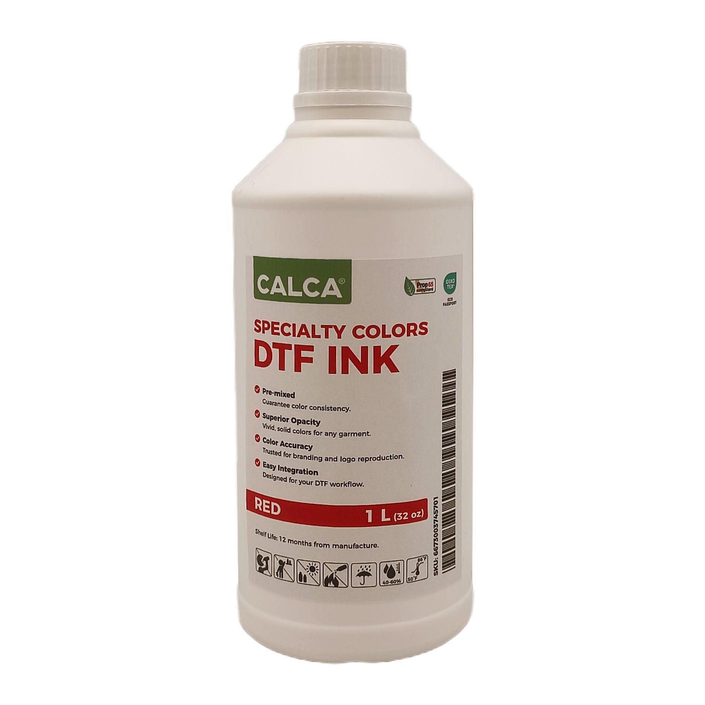 CALCA RGBOV Direct to Transfer Film Ink for Epson Printheads. 32 oz, Bottle of 1L, Water-based DTF Inks
