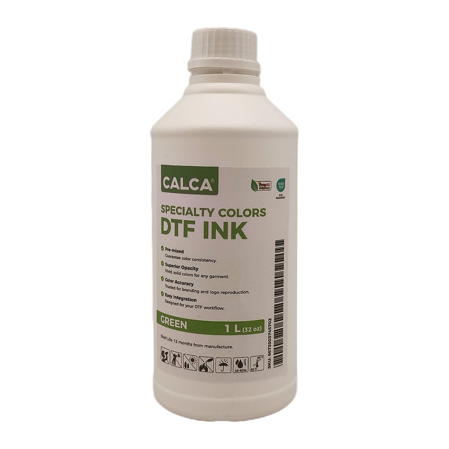 CALCA RGBOV Direct to Transfer Film Ink for Epson Printheads. 32 oz, Bottle of 1L, Water-based DTF Inks