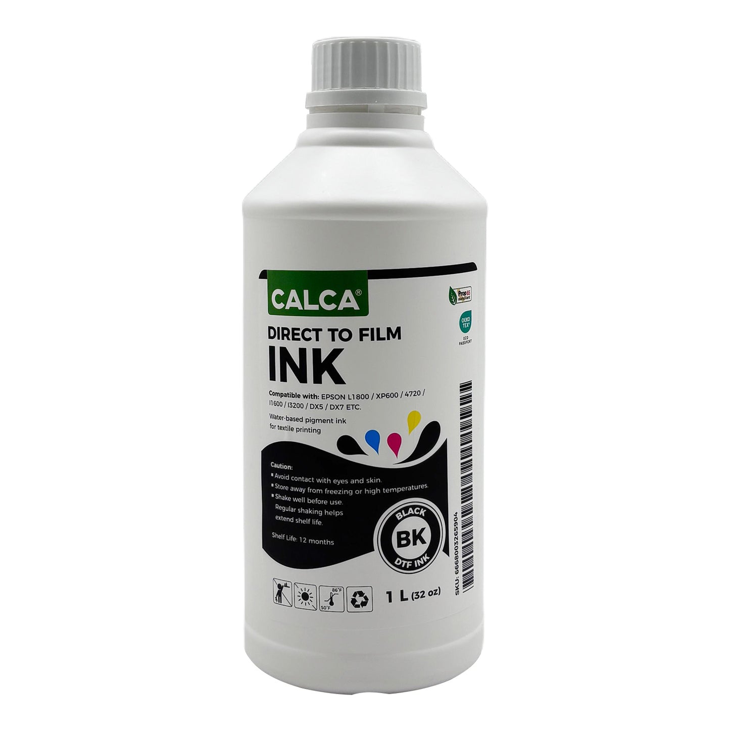 CALCA PRO Direct to Transfer Film Ink for Epson Printheads. 32 oz, Bottle of 1L, Water-based DTF Inks