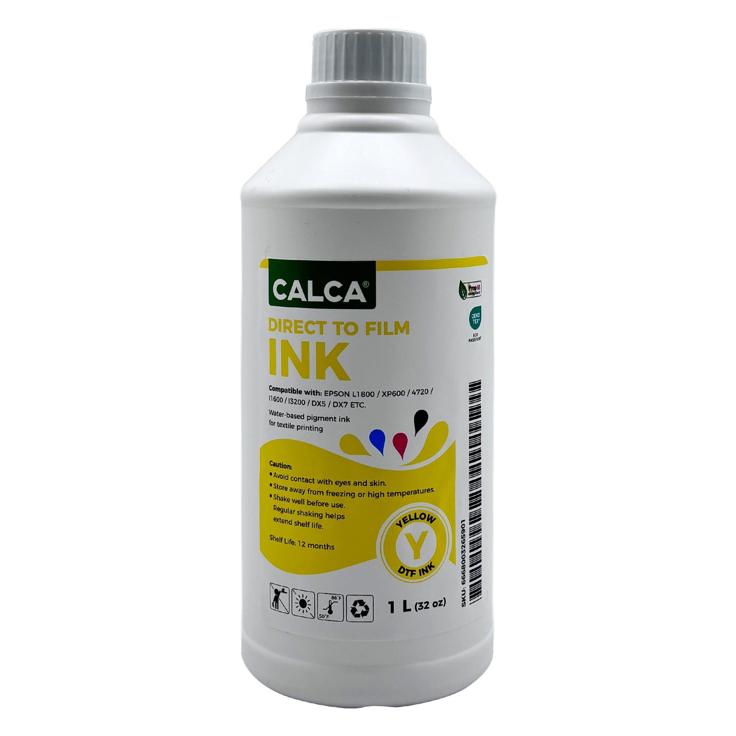 CALCA PRO Direct to Transfer Film Ink for Epson Printheads. 32 oz, Bottle of 1L, Water-based DTF Inks