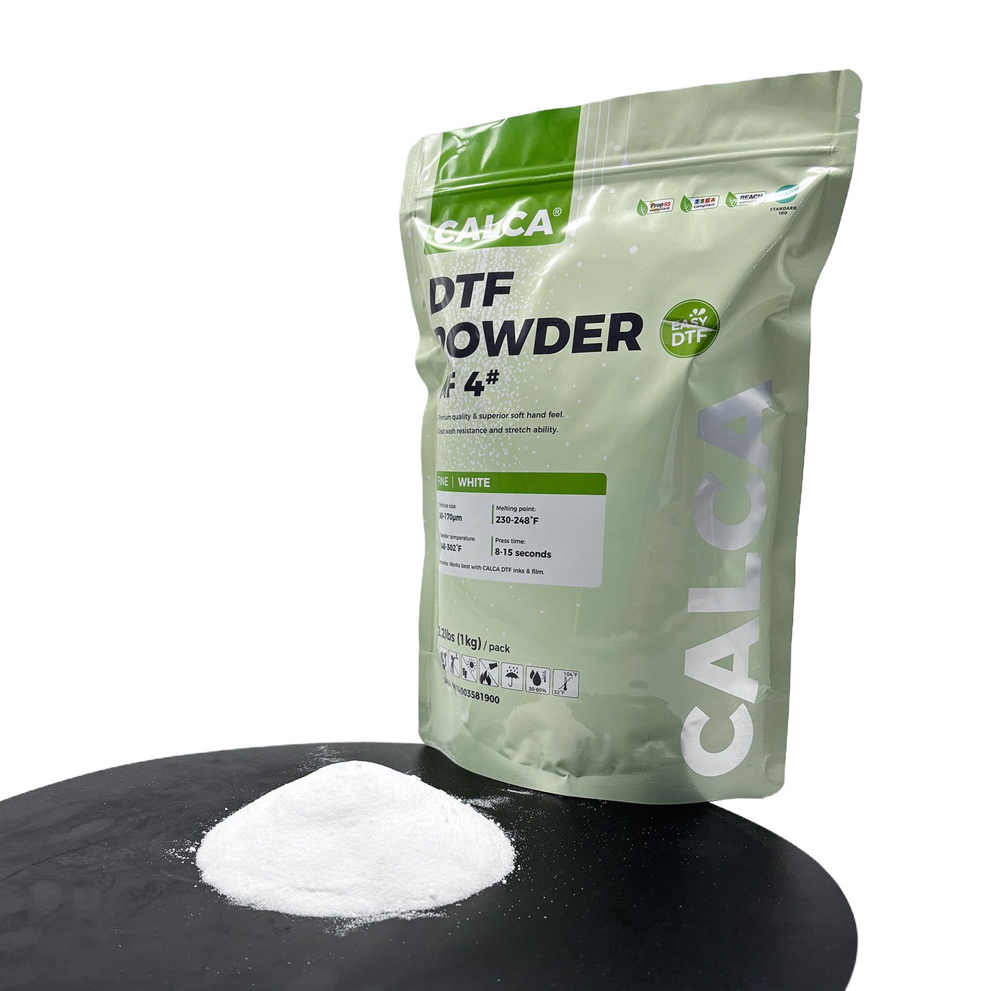 CALCA MF4 Direct to Film TPU DTF Powder, Digital Transfer Hot Melt Adhesive Powder (2.2lbs Pack, 1kg, Fine, White)