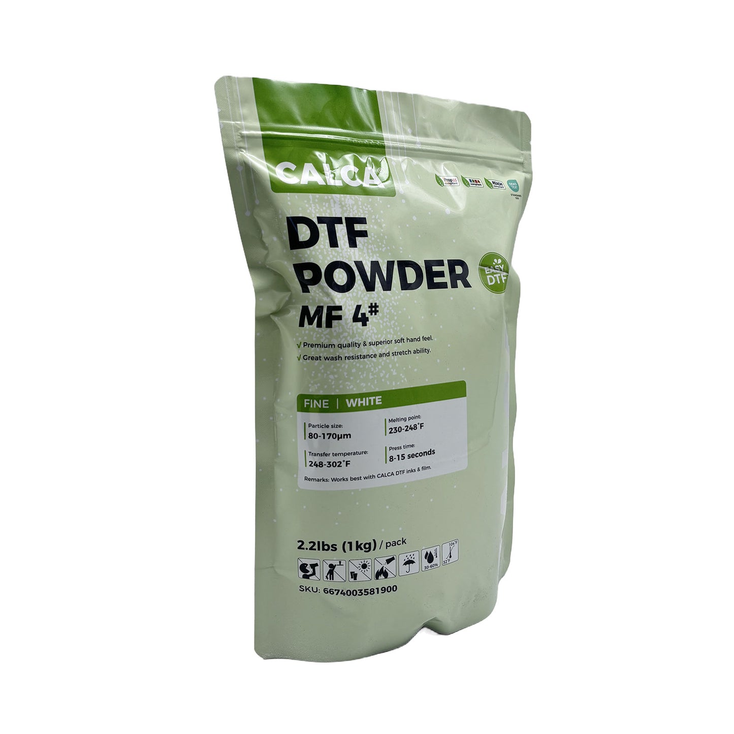 CALCA MF4 Direct to Film TPU DTF Powder, Digital Transfer Hot Melt Adhesive Powder (2.2lbs Pack, 1kg, Fine, White)