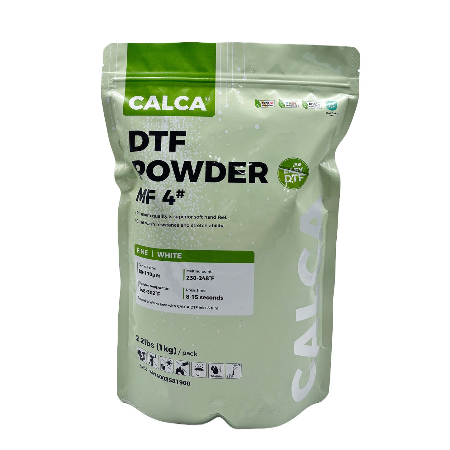CALCA MF4 Direct to Film TPU DTF Powder, Digital Transfer Hot Melt Adhesive Powder (2.2lbs Pack, 1kg, Fine, White)