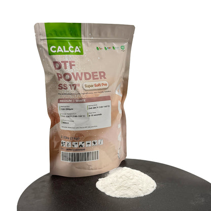 CALCA SS17 Super Soft TPU DTF Powder, Direct to Film Adhesive Powder (2.2lbs Pack, 1kg, Medium, White)