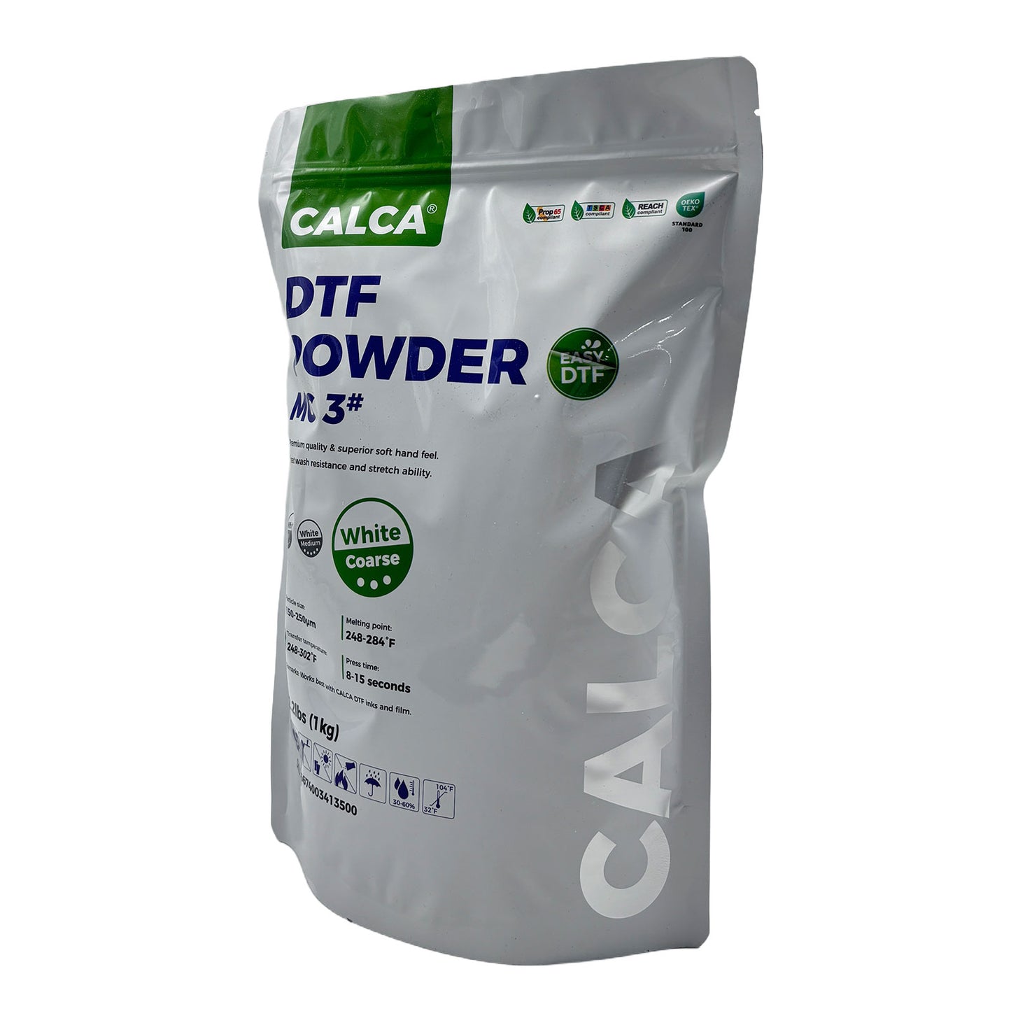 CALCA MC3 Direct to Film TPU DTF Powder, Digital Transfer Hot Melt Adhesive Powder (2.2lbs Pack, 1kg, Coarse, White)