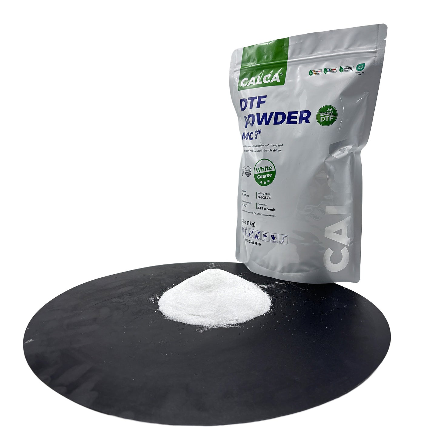 CALCA MC3 Direct to Film TPU DTF Powder, Digital Transfer Hot Melt Adhesive Powder (2.2lbs Pack, 1kg, Coarse, White)
