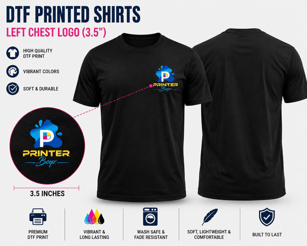 DTF Printed Shirt - Left Chest Logo (3.5")